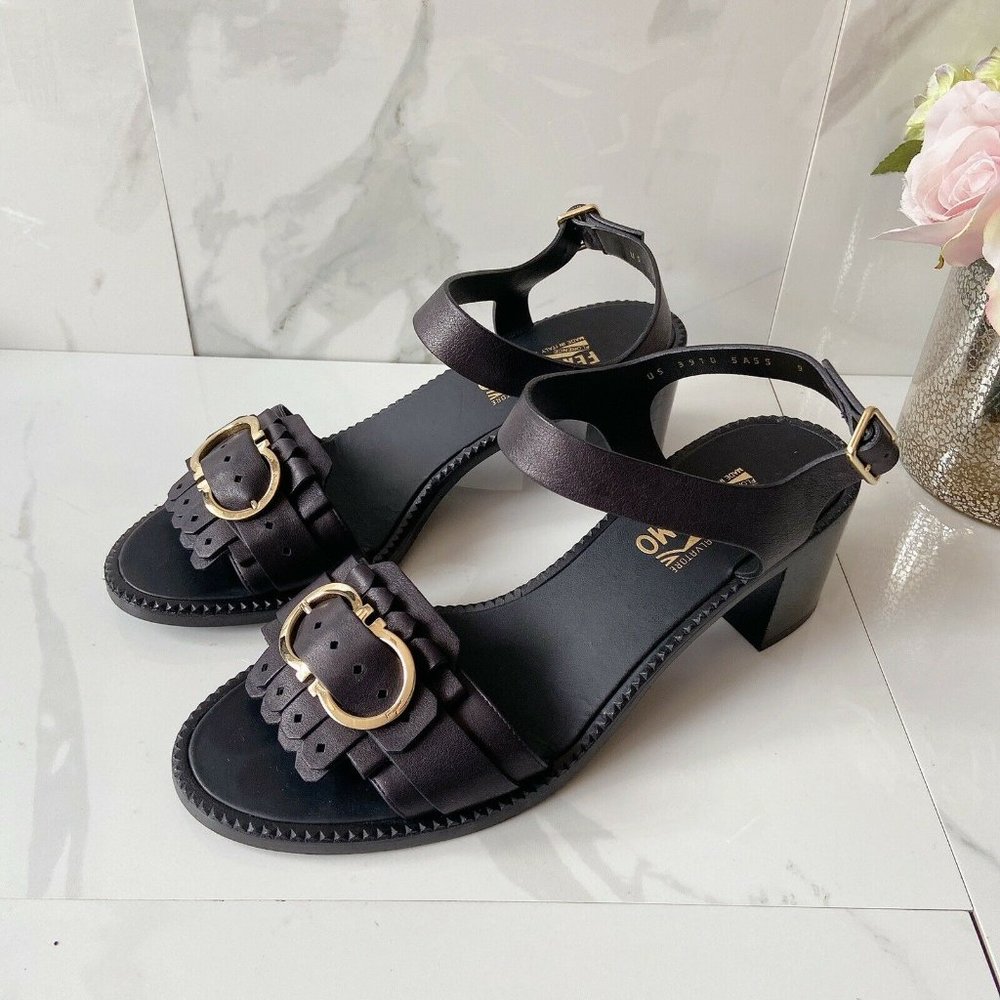 Salvatore Ferragamo Heels Sandals Black Leather